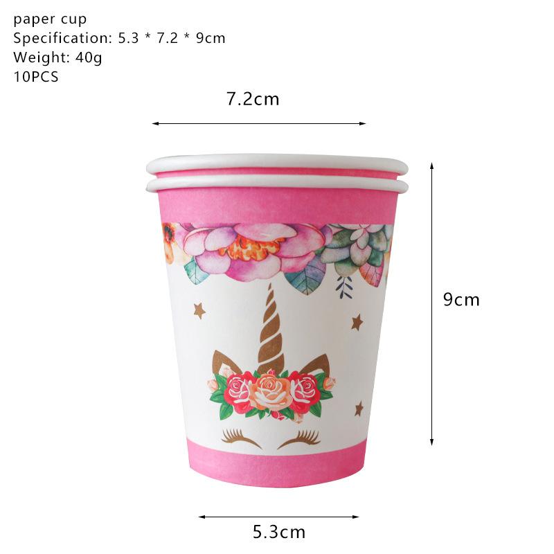 Unicorn Kids Wreath Birthday Party Supplies Tableware Plates Cup Fork Tablecloth