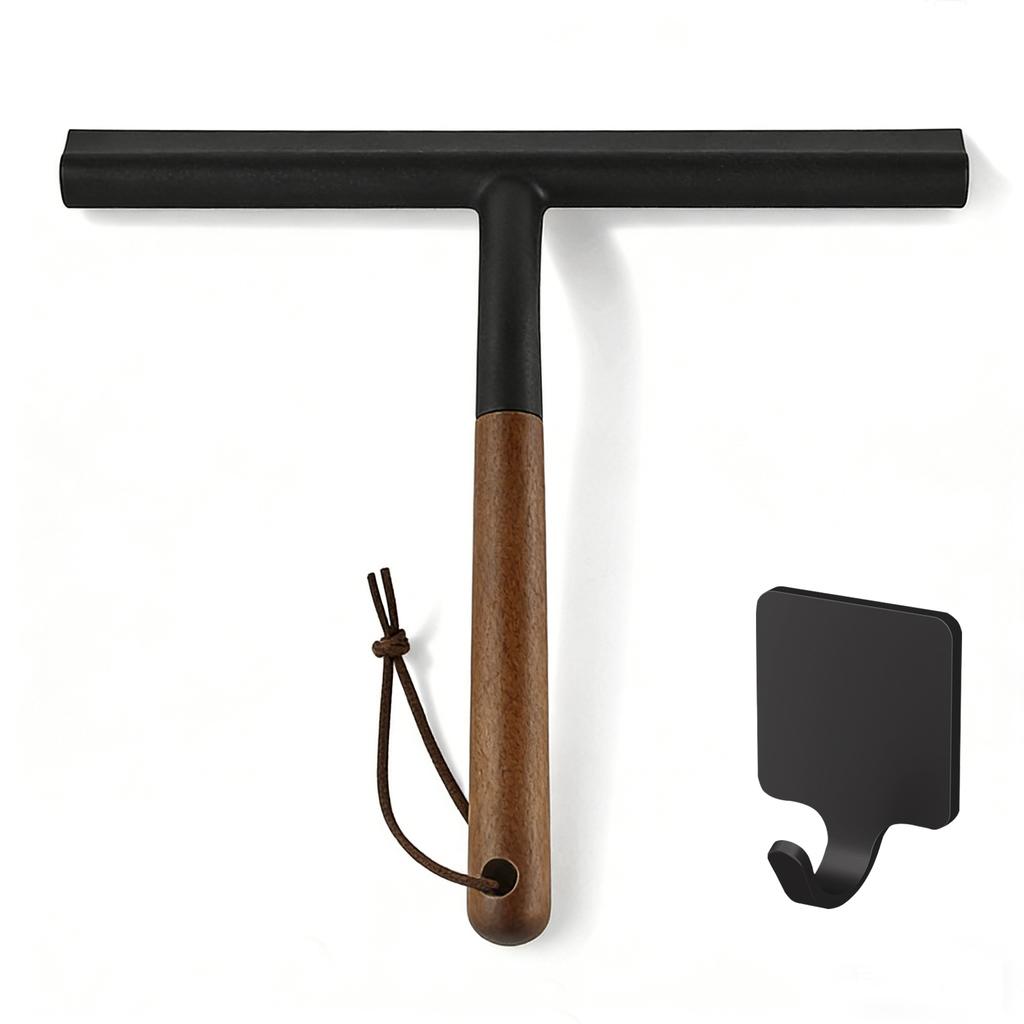 10'' INCH Shower Squeegee With Door Hook Window Wiper Wooden Handle Glass Car Household Hotel Cleaning Tools