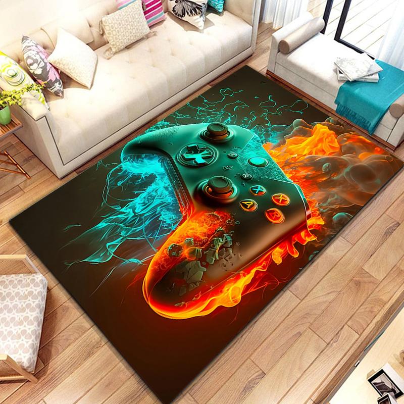 3D 80s Gamer Controller Area Rug Large,Carpet Rug for Living Room Bedroom Kitchen Decoration,Kid Play Game Non-slip Floor Mat