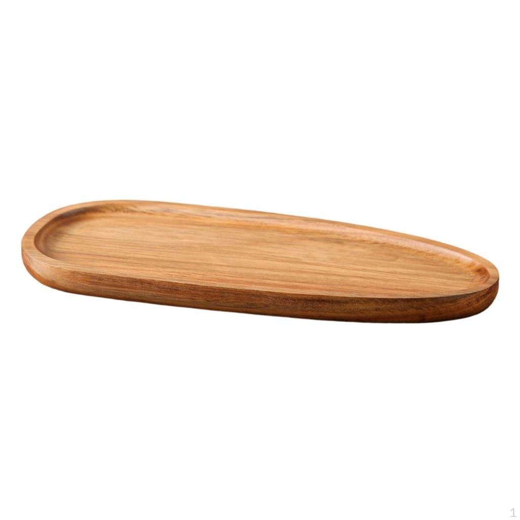 Freeform Wood Serving Tray Polished with Raised Rim Natural Wooden Platter