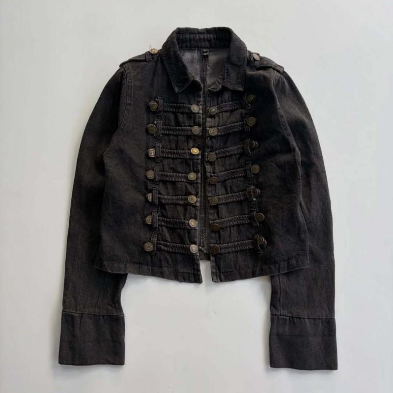Vintage Washed Cropped Tailored Jacket With