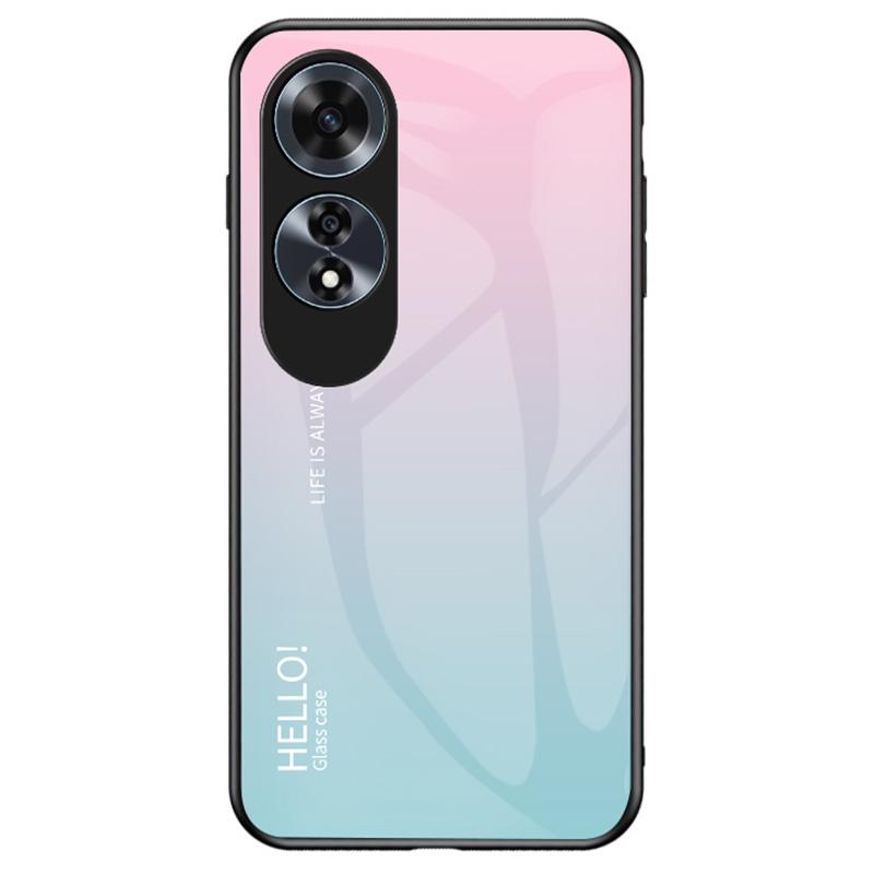 

For Oppo A60 4G Case Tempered Glass+PC+TPU Phone Cover Gradient Pink Blue