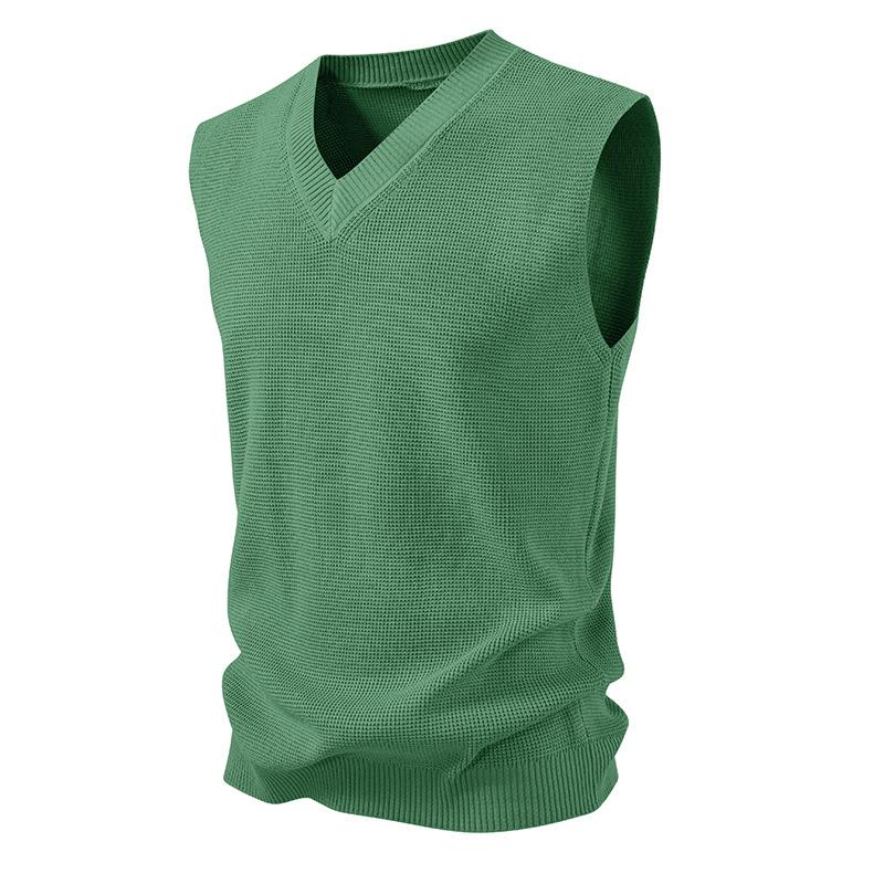 Gilet da uomo moda casual largo tinta unita maglia grossa senza maniche scollo a V