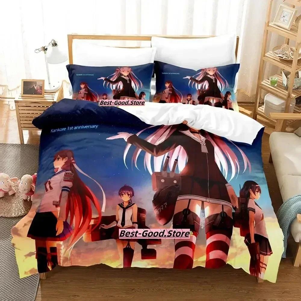 New Kawaii Kantai Collection Bedding Set Single Twin Full Queen King Size Bed Set Adult Kid Bedroom Duvetcover Sets Anime Bed