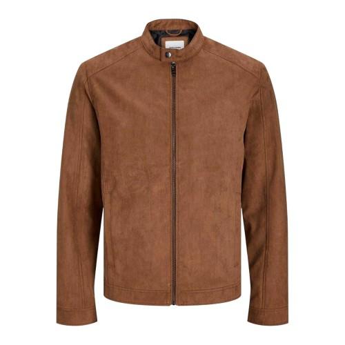 Jack And Jones Mens Biker Mock Neck Plus Long-Sleeved Jacket