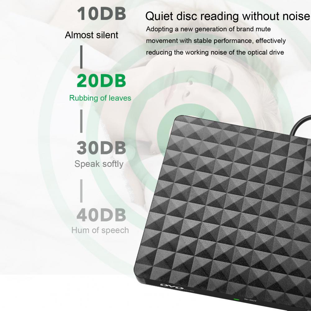 Reliable External Drive  High Reading Speed Anti-vibration External DVD Drive  External USB 3.0 Compact Disk Drive