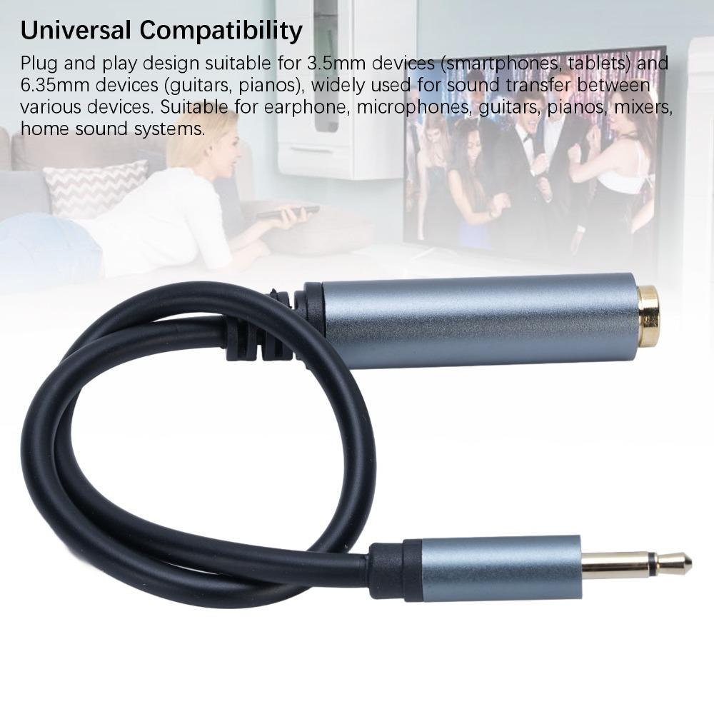 Plug and Play 6.35mm Female Jack to 3.5mm Male Sound Cable Headphone Extension Cord for Pianos