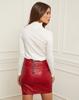 Red Handmade Leather Designer Lambskin Fit Unique Skirt Sexy Genuine Women Hot Slim