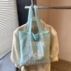2025 spring and summer new mesh shoulder bag fairy wind lotus leaf edge handbag female vacation sewn chiffon tote bag