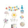 Pet Birthday Cake Topper & Decoration Set with Hat, Balloons, Flags, and Banner
