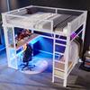 140 x 200 cm Metal Play Loft Bed with USB, LED, Desk, Open Wardrobe and 3 Laundry Drawers, White