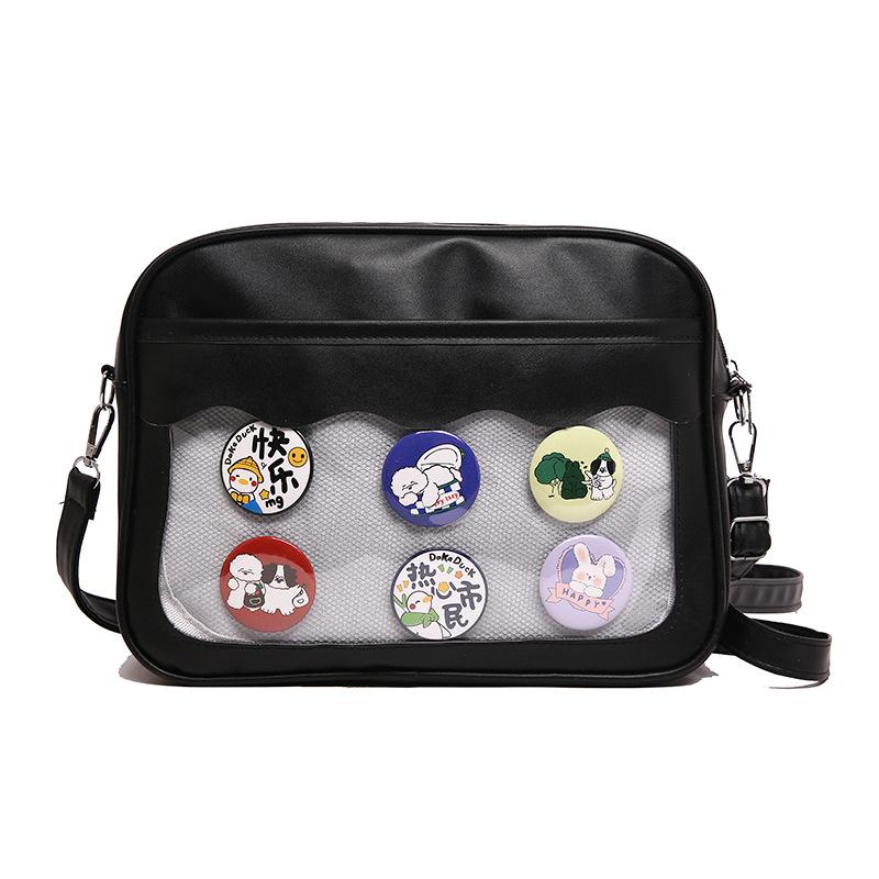 Two-dimensional Female Small Fresh College Style Shoulder Bag Versatile Sweet Soft Girl Transparent Messenger Bag