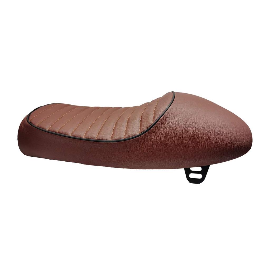 ONGMEIL Vintage Retro Cafe Racer Seat for and Kawasaki Yamaha Suzuki and Kawazaki KZ Yamaha, Suzuki, CL, SR, XJ, GS, (Stripe, Brown)