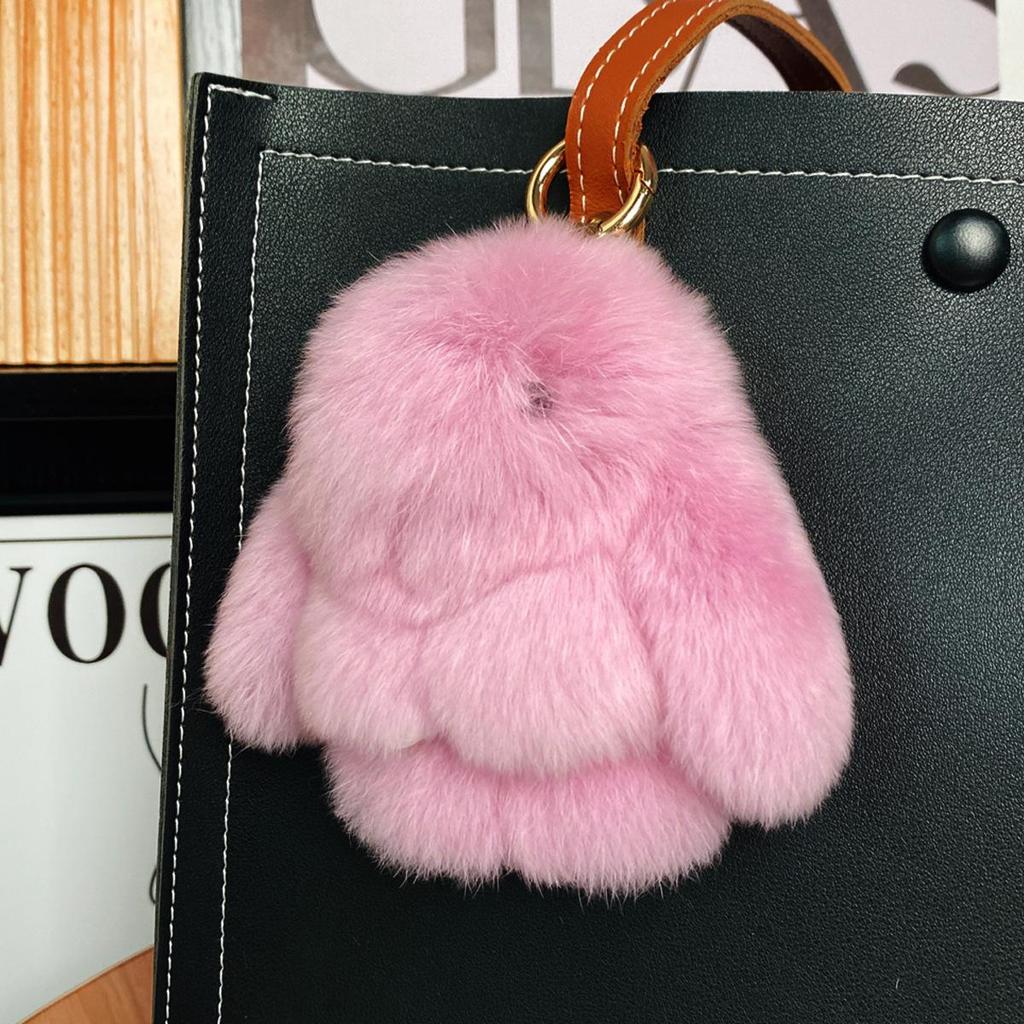 Mini Rex Rabbit Fur Pom Pom Keychain Bag Charm Keyring