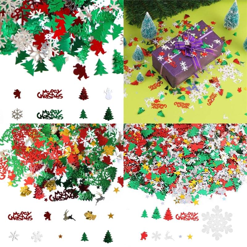 Christmas Reindeer Snowflake Confettis Sparkling Plastic Confettis for Holiday Party Table Centerpieces Vase Fillers