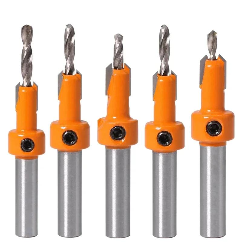 8mm Shank HSS Woodworking Countersink Router Bit Set Screw Extractor Remon Demolition for Wood Milling Cutter