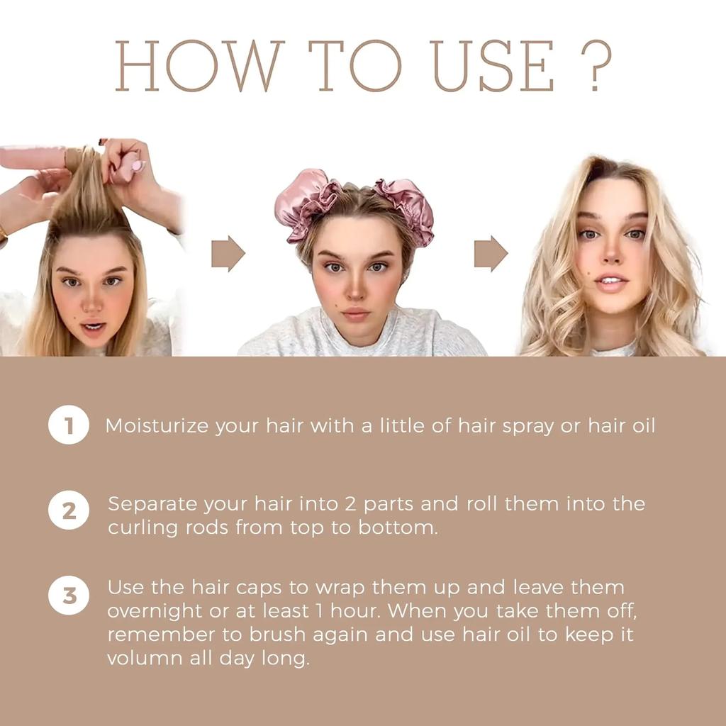 2pcs/set Heatless Hair Curler Silk Curling Headband Foam Curl Rod Lazy Sleeping Hair Rollers Women's No Heat Styling Tools