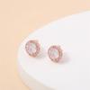 Light Luxury Round Ear Clips, Simple Personality Zircon Rose Gold Ear Clips Earrings