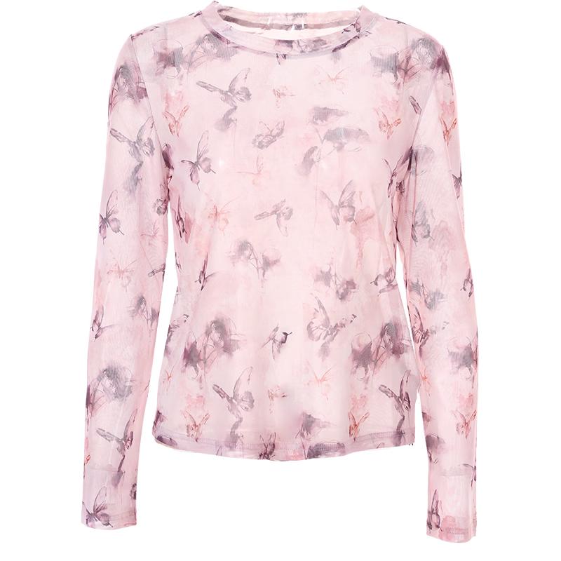Betu Women s Butterfly Print Long Sleeve Mesh T-shirt M