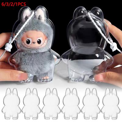 Transparent Shell For Labubu Mini Dustproof Protective Case for Labubu V4 The Monster Pin for Love Series Plush Doll Accessories