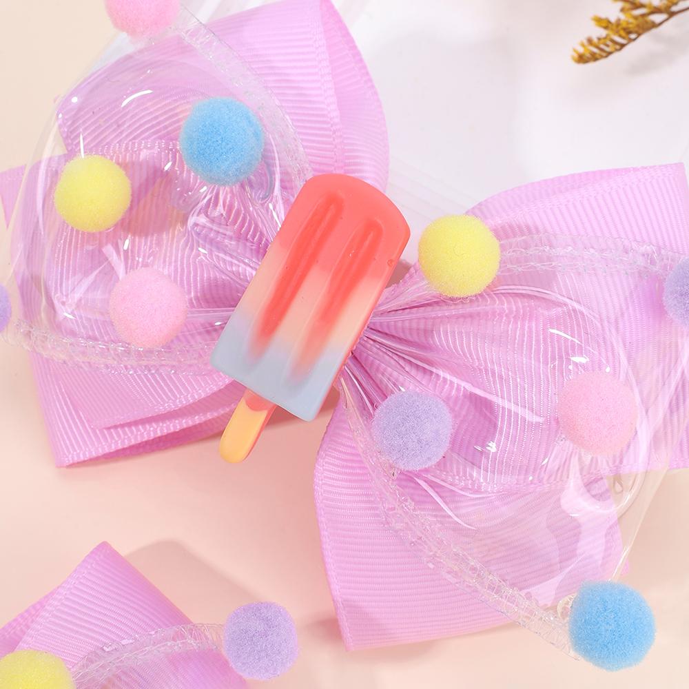 2Pcs New Popsicle Bow Hair Clips PVC Ribbon Hairpins For Girls School Barrette Summer Popular Kawaii Children Hair Accessories