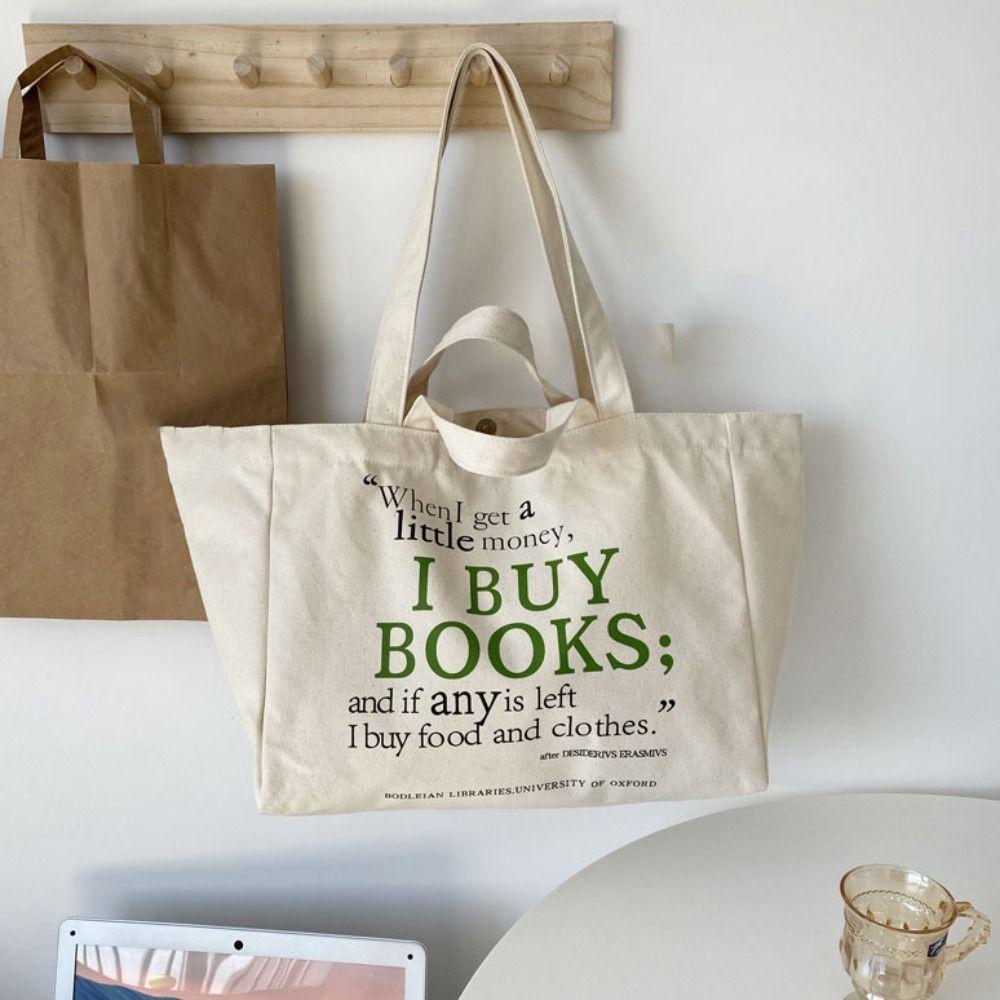 Minimalist Large Capacity Letter Print Tote Bag Shopping Handbag Woman Shoulder Bag Zipper Casual Underarm Bag Work