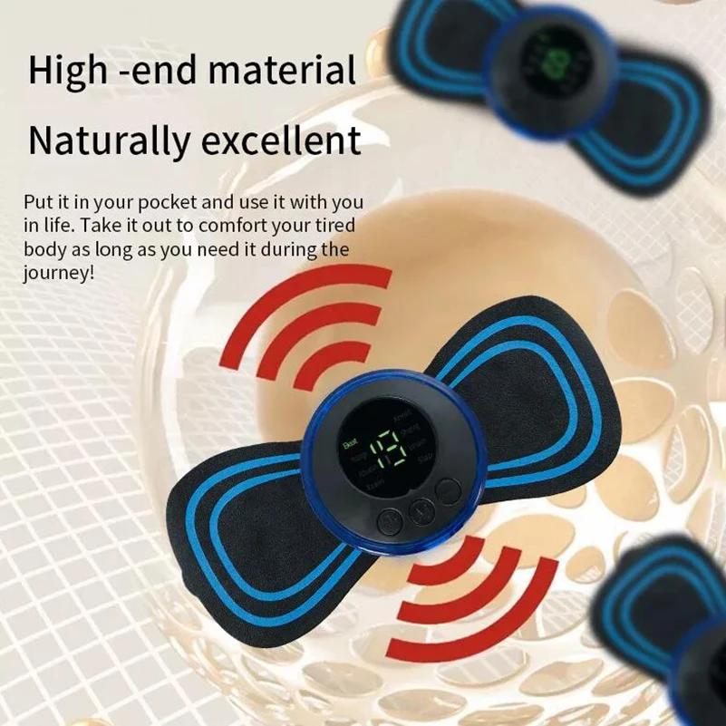 Portable Neck Massager EMS Muscle Stimulator Electric Cervical Massage Patch Low Frequency Pulse Massage Pads Pain Relief Tool