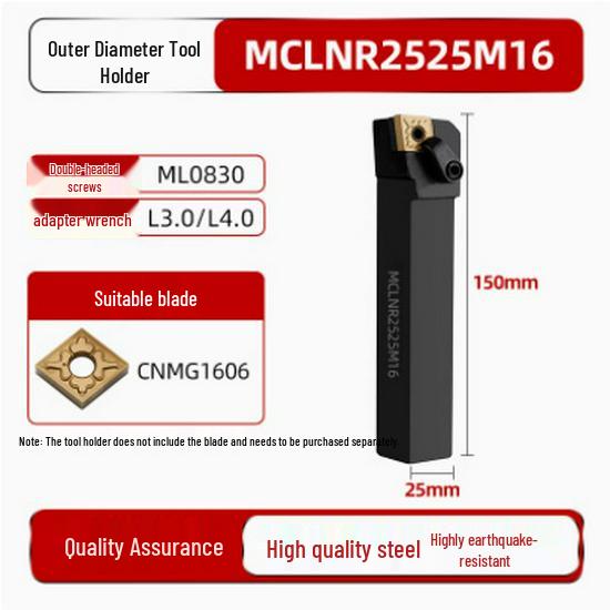 95° CNC Lathe Tool Holder for MCLNR2020K12 | White Hardened 80° Rhombic End Face Machining Tool Holder