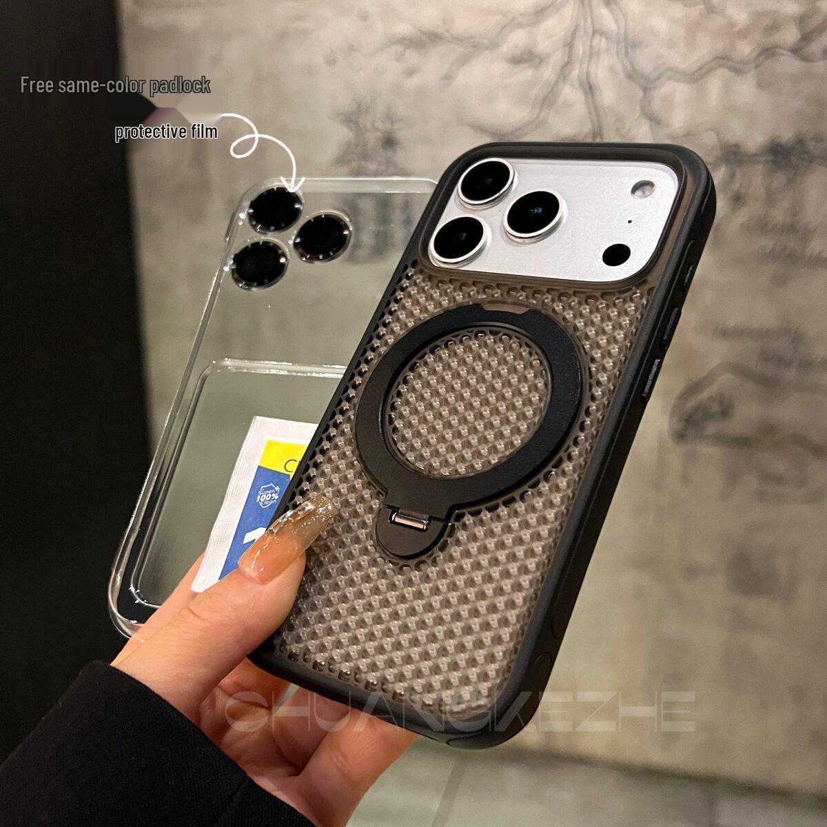 

iPhone 17 Pro Max Cooling Mesh Magnetic 360° Rotating Stand Protective Case iPhone 17