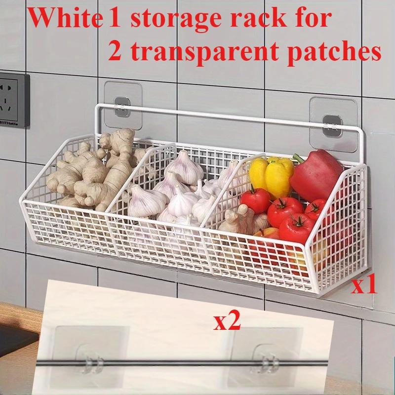 1PC with 2 Patches, Multi-function Kitchen Storage Rack, Punch-free Hanging Storage Rack, Wall Drain Basket Storage Rack