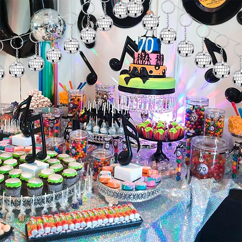 WTEMPO Bling Mini Disco Ball Keychains Party Favors IY Party Decorations Retro Keychain Set Car Key/Door Key/Bag/Christmas Tree Hanging Pendants