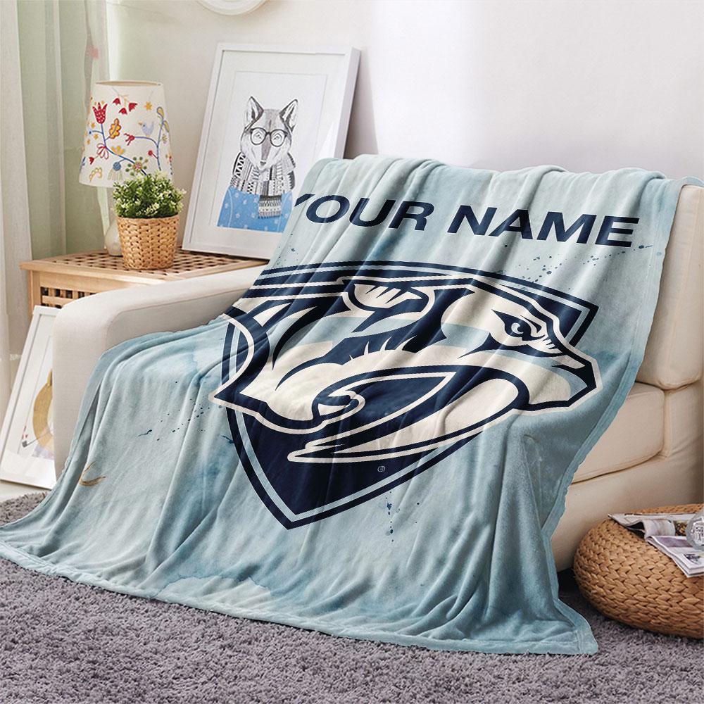 Custom Name,Nashville Predators Printed Flannel Blanket, soft throw for bedroom sofa, washable, Christmas present, great gift.