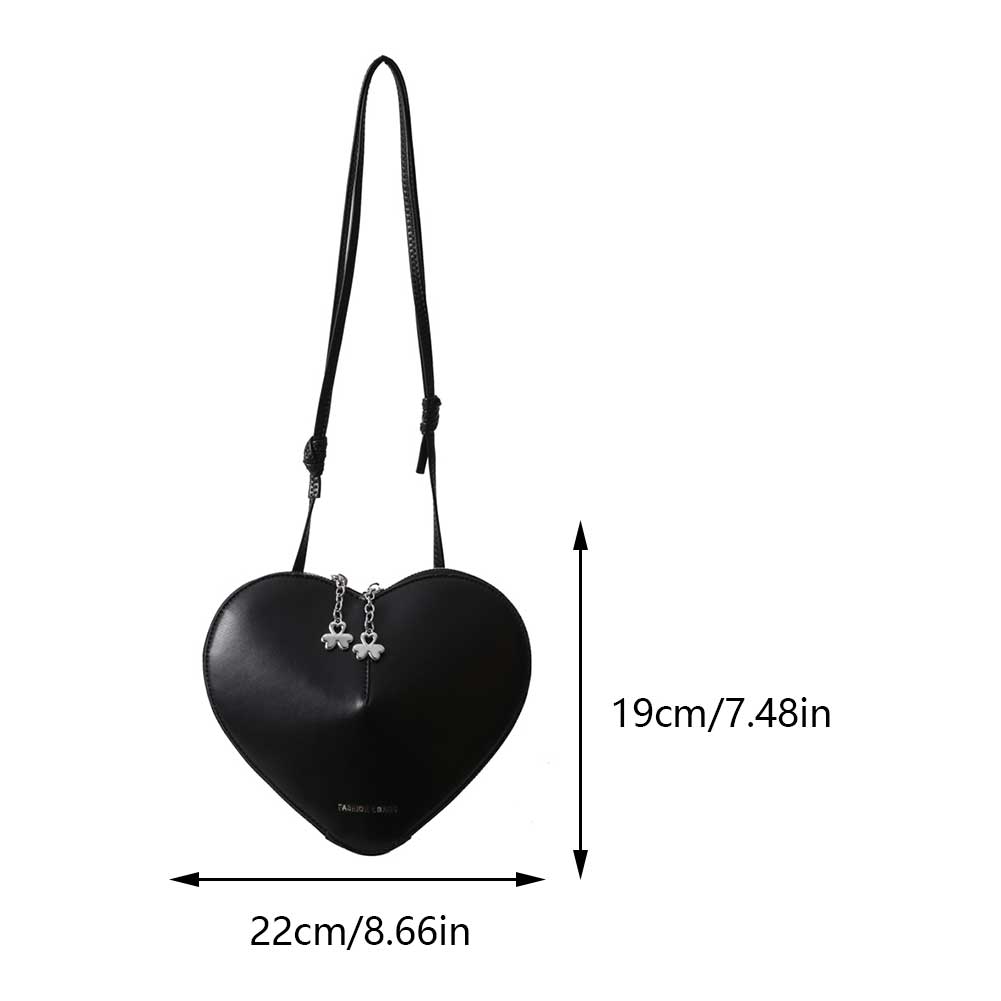

Женская повседневная сумка-саквояж, однотонная маленькая сумка-мессенджер из искусственной кожи с двойной молнией, сумка через плечо в форме сердца для подарка на День святого Валентина чёрный