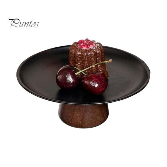 Simple Design Plate Stainless Steel Fruit for Kitchen Counter, Modern Pedestal Serving Smooth Edge Tray, Multi-use Dessert Platter Dining Table