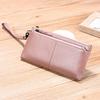 Natural Drop Pattern First Layer Cowhide Fashionable Women's Hand Grab Bag Hand Strap Multi-function Double Layer Zipper Mobile Phone Long Wallet