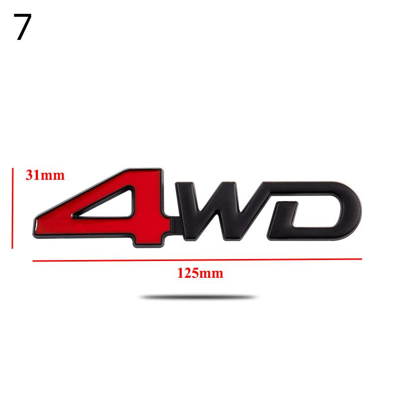 

3D металлический хром черный цифры буквы логотип 4wd эмблема автомобиля крыло значок багажник наклейка 4WD наклейка аксессуары 7