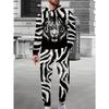 Spring  Autumn Flame Skull 3D Printed Hoodie Suit Men Sweatshirts Sweatpants Casual Fashion Two Piece Tracksuit Set Men's Clothing
