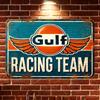 Gulf Racing Team Vintage Wall Sign Perfect for Garages Homes CafesMore Gift Car Enthusiasts Outdoor Walls S