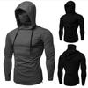 Men's Spring Autumn Gym Thin Hoodie with Mask Casual Splice Large Mask Hooded Sweatshirt for Cycling Motorcycle and Fitness