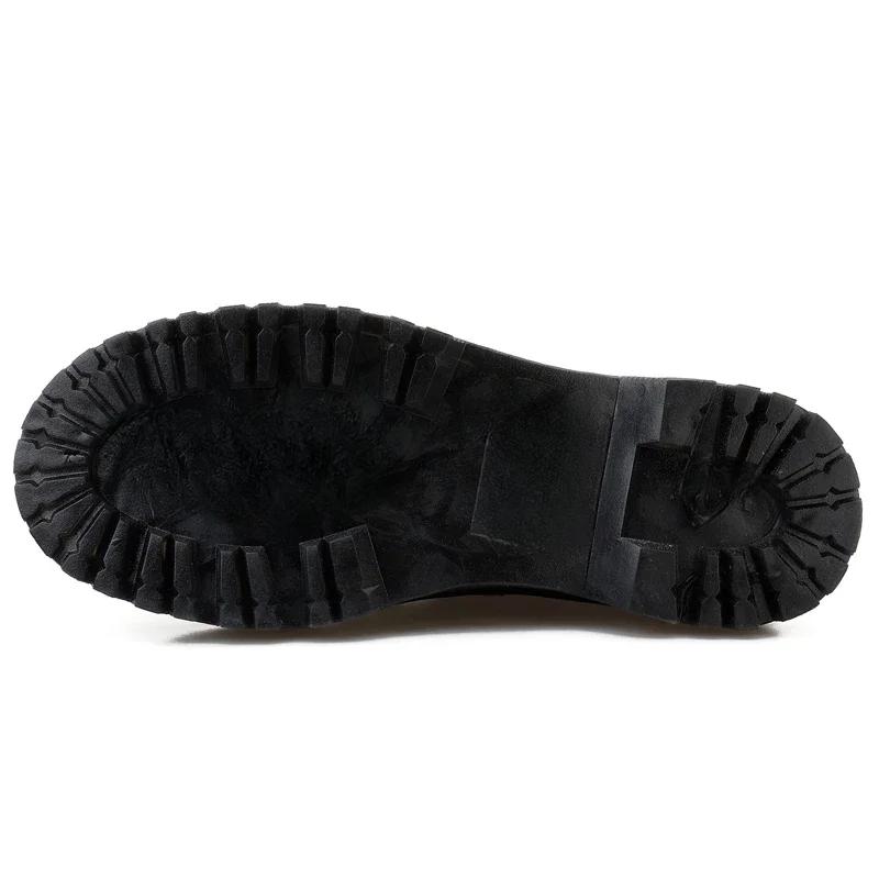 Women Boots Genuine Leather Platform Boots Motorcycle Shoes Front Zipper Optical Soles Fashion Sexy Punk Men Winter Boots 34-45