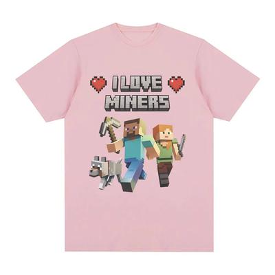 I Love Miners Print T Shirt Otaku Game Funny Meme T-shirt Unisexs Women Clothing 100% Cotton Casual Short Sleeve Oversized T Shirts