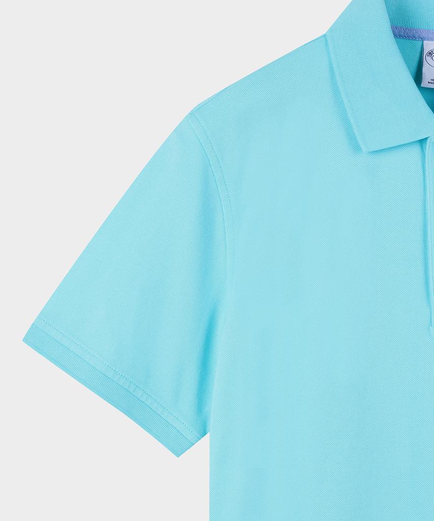 BROOKS BROTHERS Cotton Pique Solid Short Sleeve Polo (Blue) (Bbntmf9578Mfm)