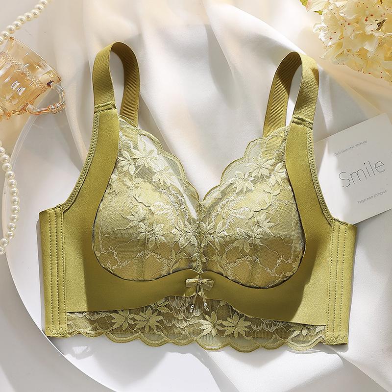 Ultra-thin 1.1CM Adjustment Type, No Steel Ring, Closed Pair of Breasts, Lace Bra Cover Gathered To Prevent Sagging