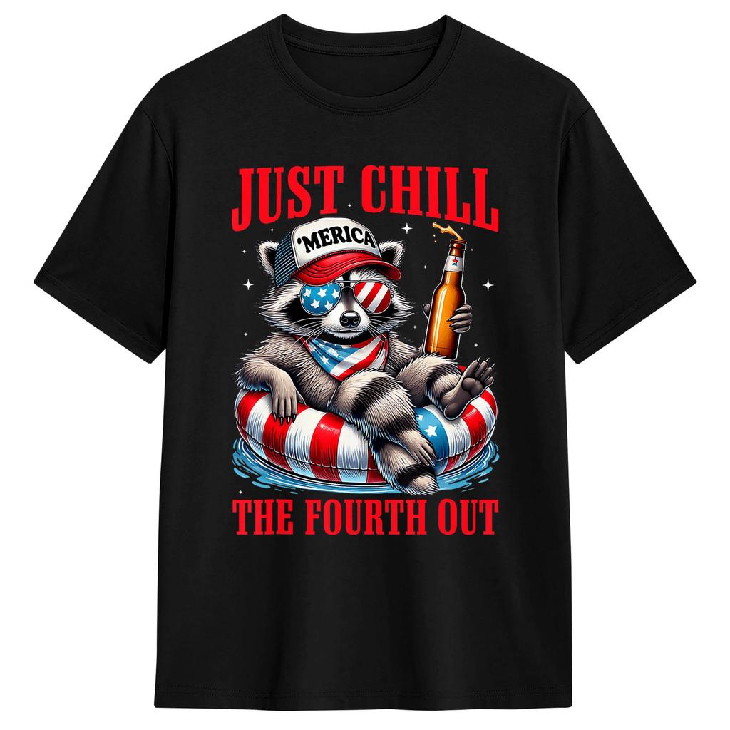 Chill The Fourth Out Duck Cotton T Shirt For Unisex Summer Vintage T Shirts Trending Tee Shirt Oversized Cheap Tops