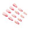 Pink & Rose Red Wave Printed Almond False Manicure Ultra-flexible Long Lasting Fake Nails for Women and Girl Nail Salon