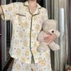 Japanischer Cartoon-Kaninchen-Pyjama Damen Sommer Kurzarm Shorts Cardigan Zweiteiler Damen Fauler Stil Loungewear