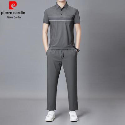 Herren Ice Silk Polo-Shirt & Freizeit Hosen Set