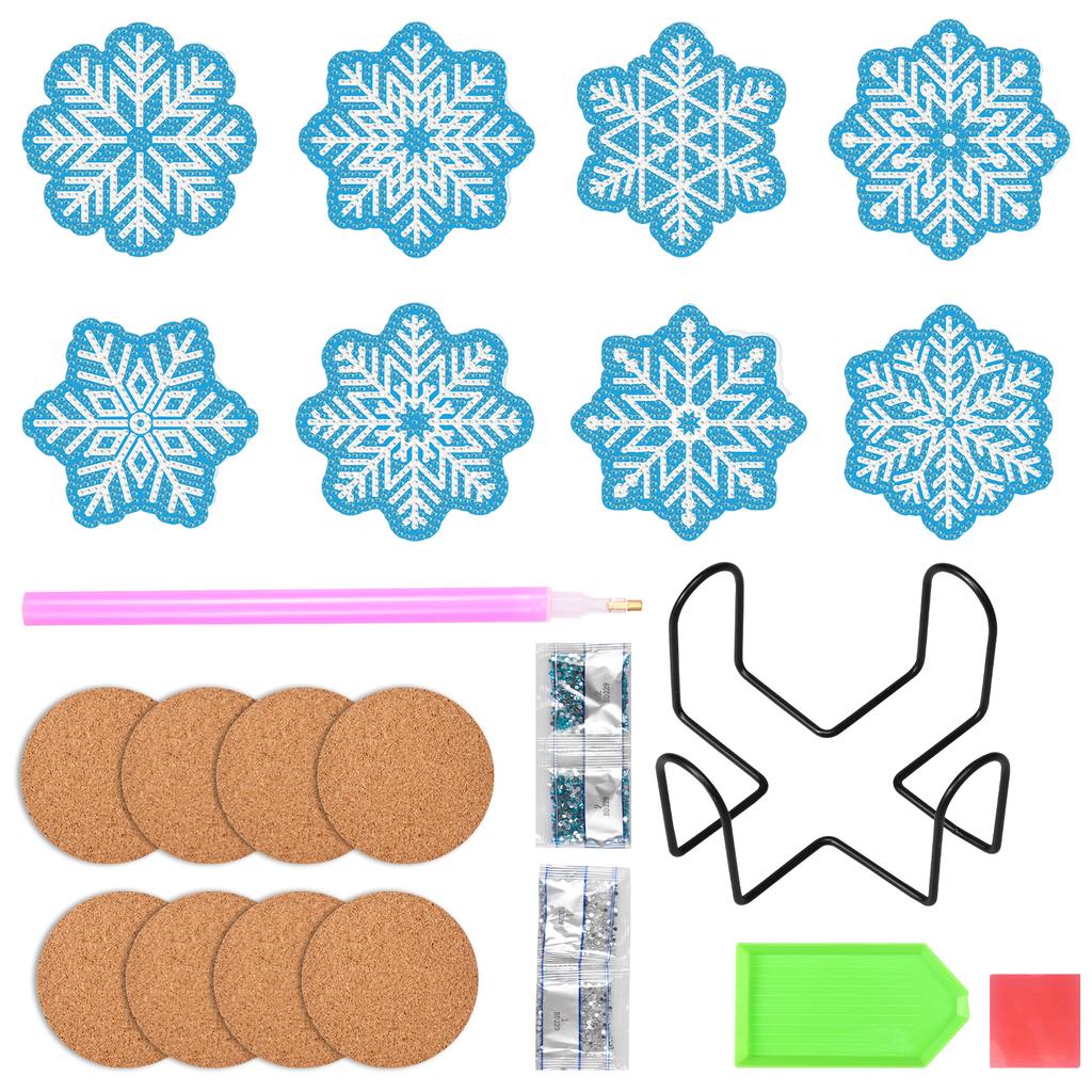 8PCS Diamond Art Painting Coasters with Holder Set, DIY Drink Coasters Art Crafts Supplies for Cup Mat Home Decor  3.9inch