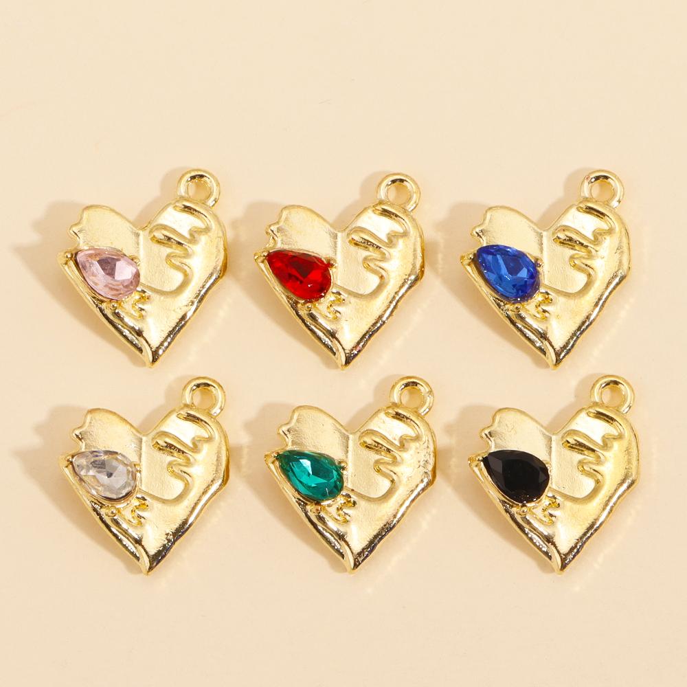 10Pcs Multicolor Crystal Peach Heart Charms For Women Girls Jewelry Making DIY Sweet Romantic Love Heart Pendant Necklace Crafts