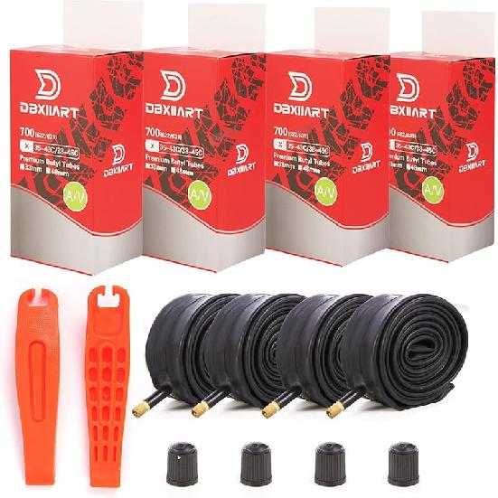 4 PCS Heavy Duty Bike Tubes 700x38C 700x40C 700x43C 700x45C 38C/40C/42C/43C/45C Schrader Valve 35mm 48mm Bicycle Tubes Premium Quality Butyl Inner High Quality 35mm